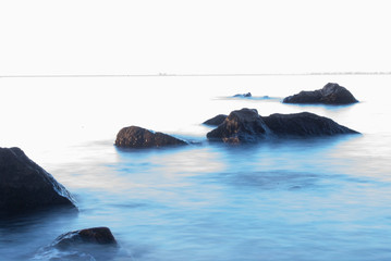 Fototapeta premium sea, water, ocean, waves, beach, landscape, coast, wave
