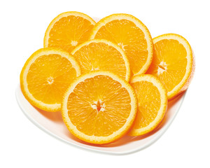 Fresh sliced orange fruit isolated on white background