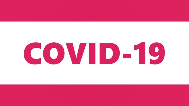 Animated inscription COVID 19 on a red background