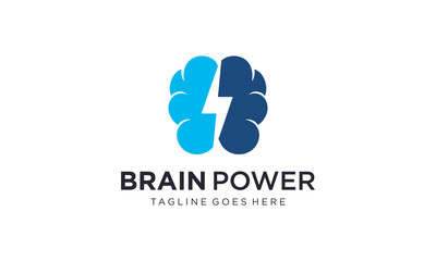 Brain power with electric symbol for logo design vector editable 