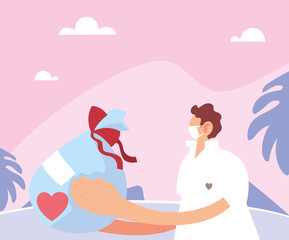 delivery man wearing face mask