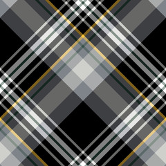 Seamless pattern in dark gray, black and yellow colors for plaid, fabric, textile, clothes, tablecloth and other things. Vector image. 2
