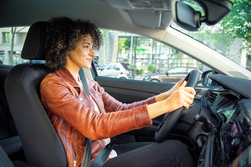 woman in car