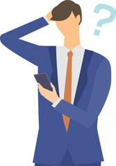 スマートフォンを操作する男性のベクターイラスト スマホ