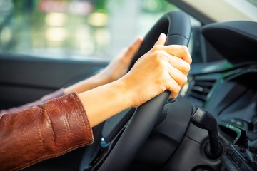 woman in car