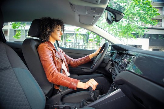 woman in car