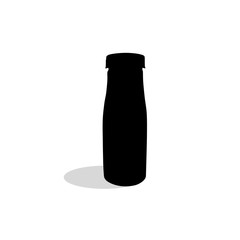 Plastic bottle of water icon on white background. Drink water. Silhouette vector design.