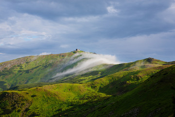 Blue sky over the Eastern Carpathians.