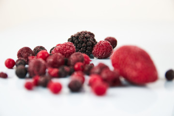Frozen Red Berries as detailed shot...