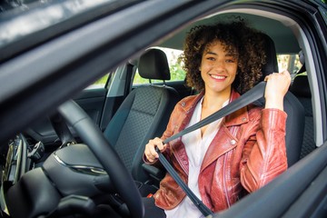 woman in car