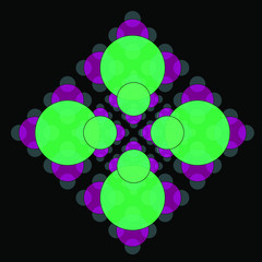 Neon flower vector ornament on black background