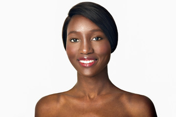 Beautiful  African-American woman. Black Beauty. Beautiful face of young adult woman with clean...