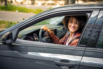 woman in car