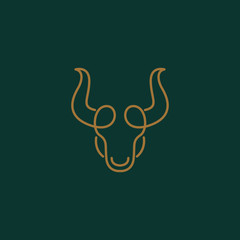 Abstract angus cow bison bufallo steak premium logo design. Creative bull horns line icon symbol