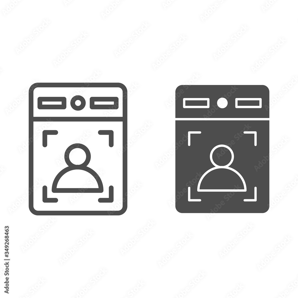 Aufkleber intercom with guest line and solid icon, smart home symbol, person recognition vector sign on white 