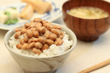 Natto factory and natto dishes.