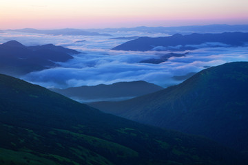 Sunrise in the mountains.