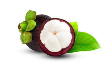 Mangosteens Queen of fruits, mangosteen on isolated white background