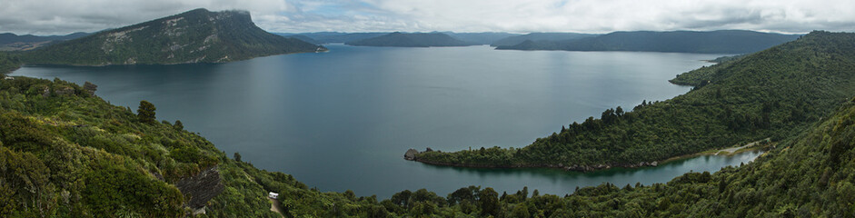 Panoramic view of Lake Waikaremoana,Hawke's Bay on North Island of New Zealand from Lou's Lookout 
