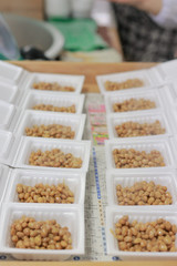 Natto factory and natto dishes.