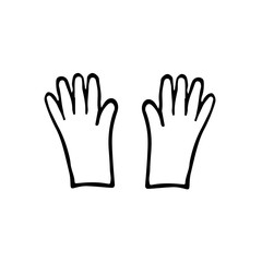 Safety hard construction glove icon in a flat design rubber gloves for cleaning, for garden work, garden equipment. Linear vector drawing isolated