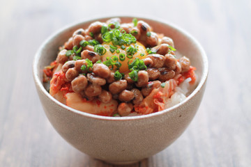 Natto factory and natto dishes.