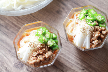 Natto factory and natto dishes.