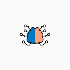Artificial intelligence brain icon. Vector AI technology concept symbol or design element in flat style.