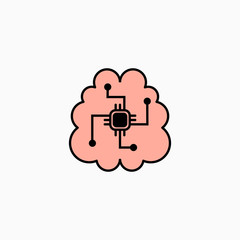 Artificial intelligence brain icon. Vector AI technology concept symbol or design element in flat style.