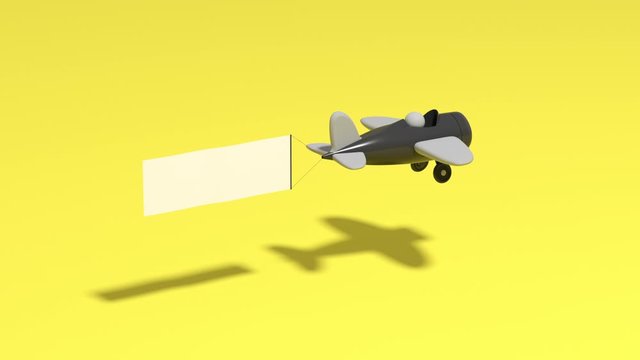 Avion avec banderole publicitaire, rendu 3D