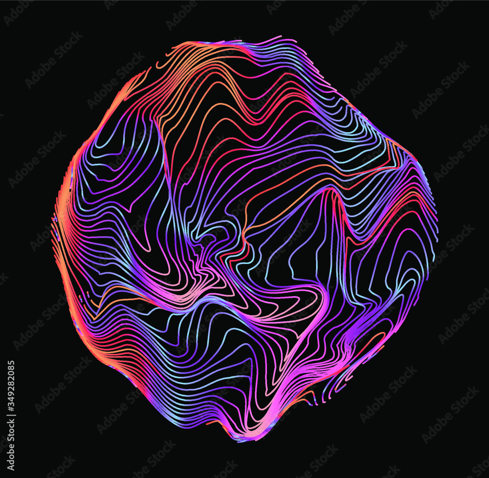 Aufkleber illuminated holographic circle with glitched wavy texture. retrofuturistic illustration in 80s-90s s