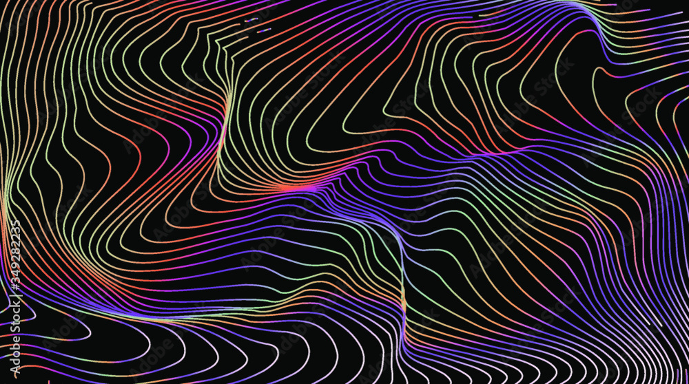 Poster holographic surface with glitched wavy texture. retrofuturistic illustration in 80s-90s synthwave an