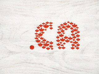 Beautiful card with a picture of Canadian Flags. Close-up, top view. National holiday concept....