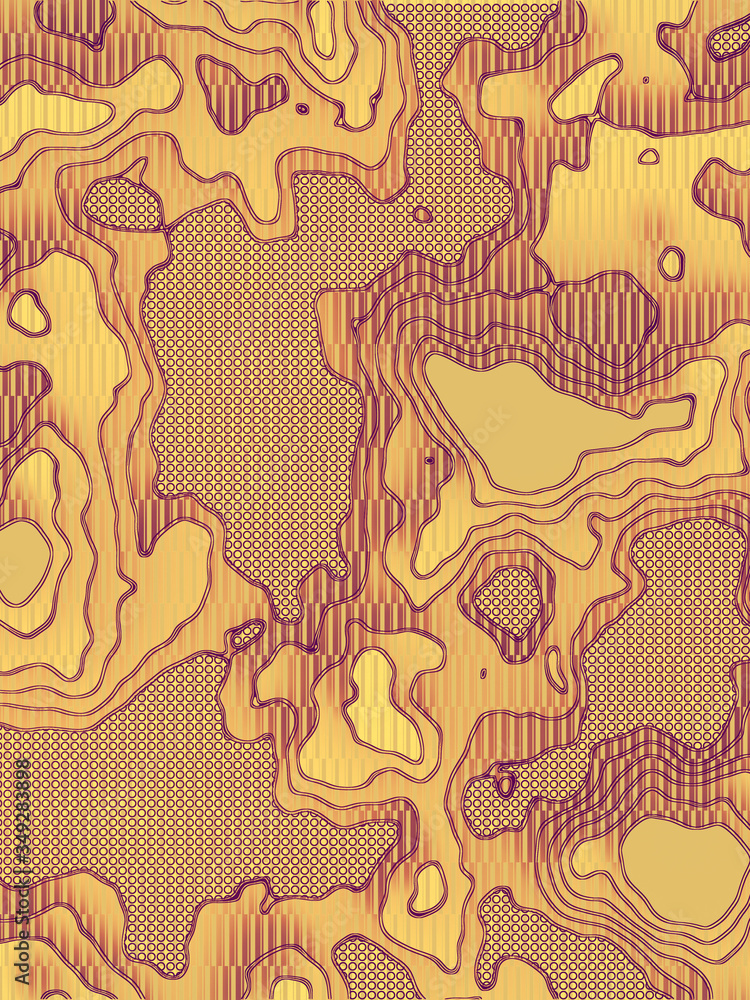 Poster 3d rendering topographic map concept background. Digital wavy graphic backdrop