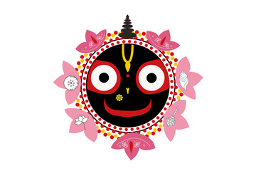 Jagannath face vector graphics Illustration
