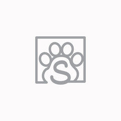 logo dog paw with letter s vector design	