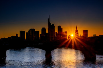 sunbeams through the frankfurt skyline