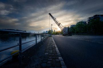 Fototapeta na wymiar a dock crane in frankfurt germany