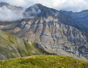Man hiking the big mountains