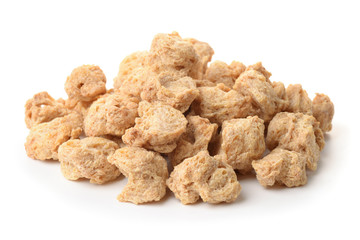 Pile of textured soy protein chunks