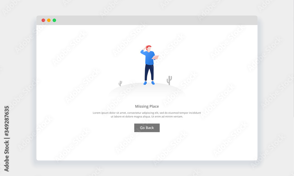 Wall mural modern flat design concept of confused man looking at map , page doesn't exist for website and mobil