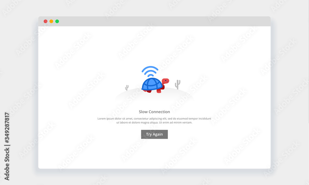 Wall mural modern flat design concept of turtle walk slowly, slow connection for website and mobile website. em