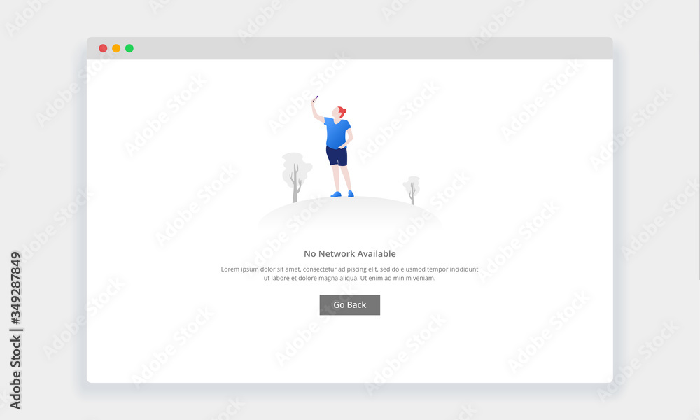 Wall mural modern flat design concept of women looking for signals, no network for website and mobile website. 