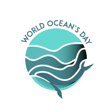 World oceans day with paper cut whale vector illustration for celebration holiday