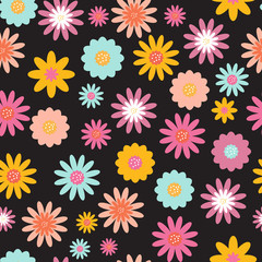 Seamless Pattern Background with Flowers. Vector Illustration