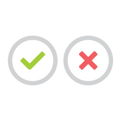 Check mark icons, x or tick approve. vector icon for apps and websites.