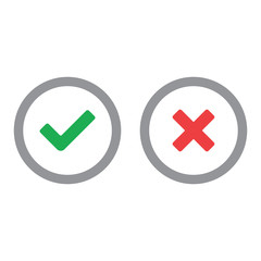 Check mark icons, x or tick approve. vector icon for apps and websites.