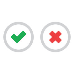 Check mark icons, x or tick approve. vector icon for apps and websites.