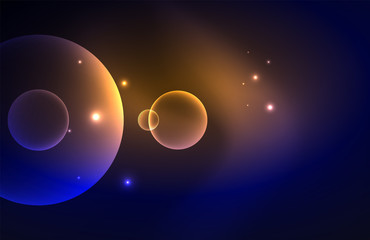 Neon shiny transparent glowing circles with light effects. Techno futuristic vector abstract background For Wallpaper, Banner, Background, Card, Book Illustration, landing page