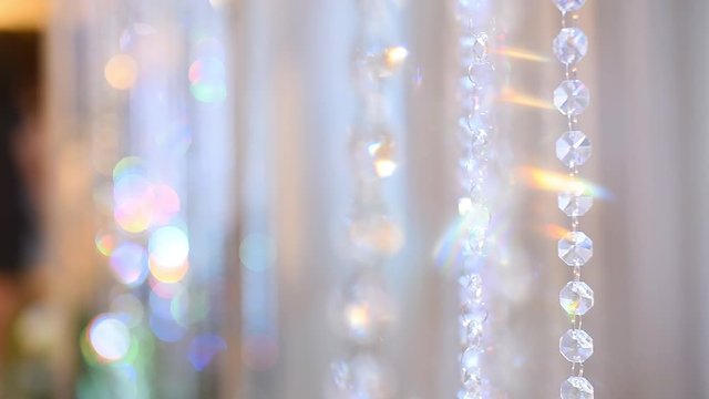 Abstract Sparkle of Crystal curtain swaying Glittering